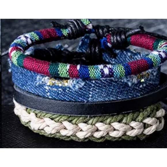 Men's Denim & Woven Bracelet Set - Picture 2 of 3